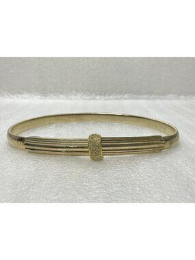 Vintage 80's Accessocraft NYC ~ Gold Tone Stretch Belt With Rhinestone ~ 35in